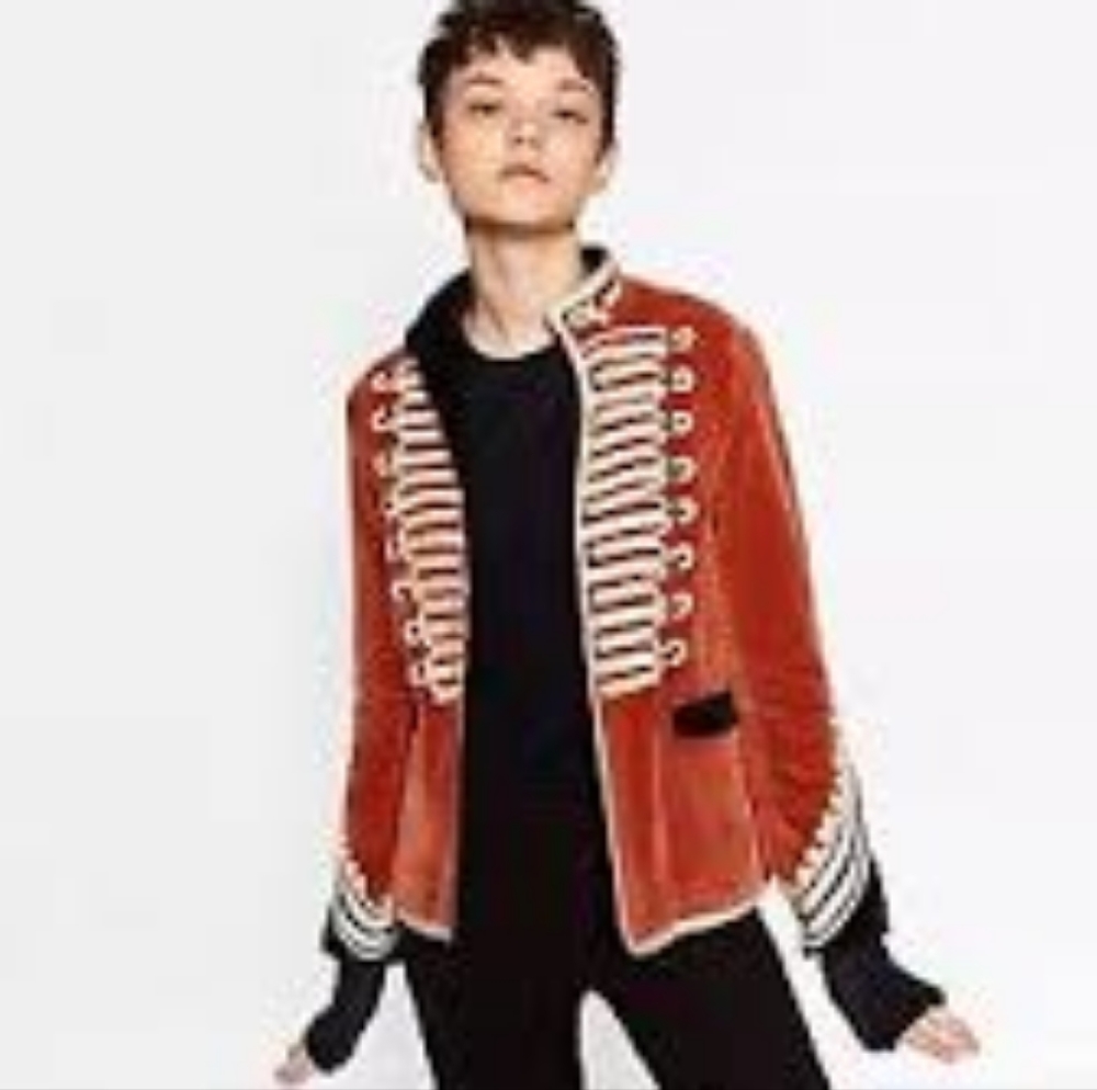 Zara Velvet Military Blazer Fall Jacket